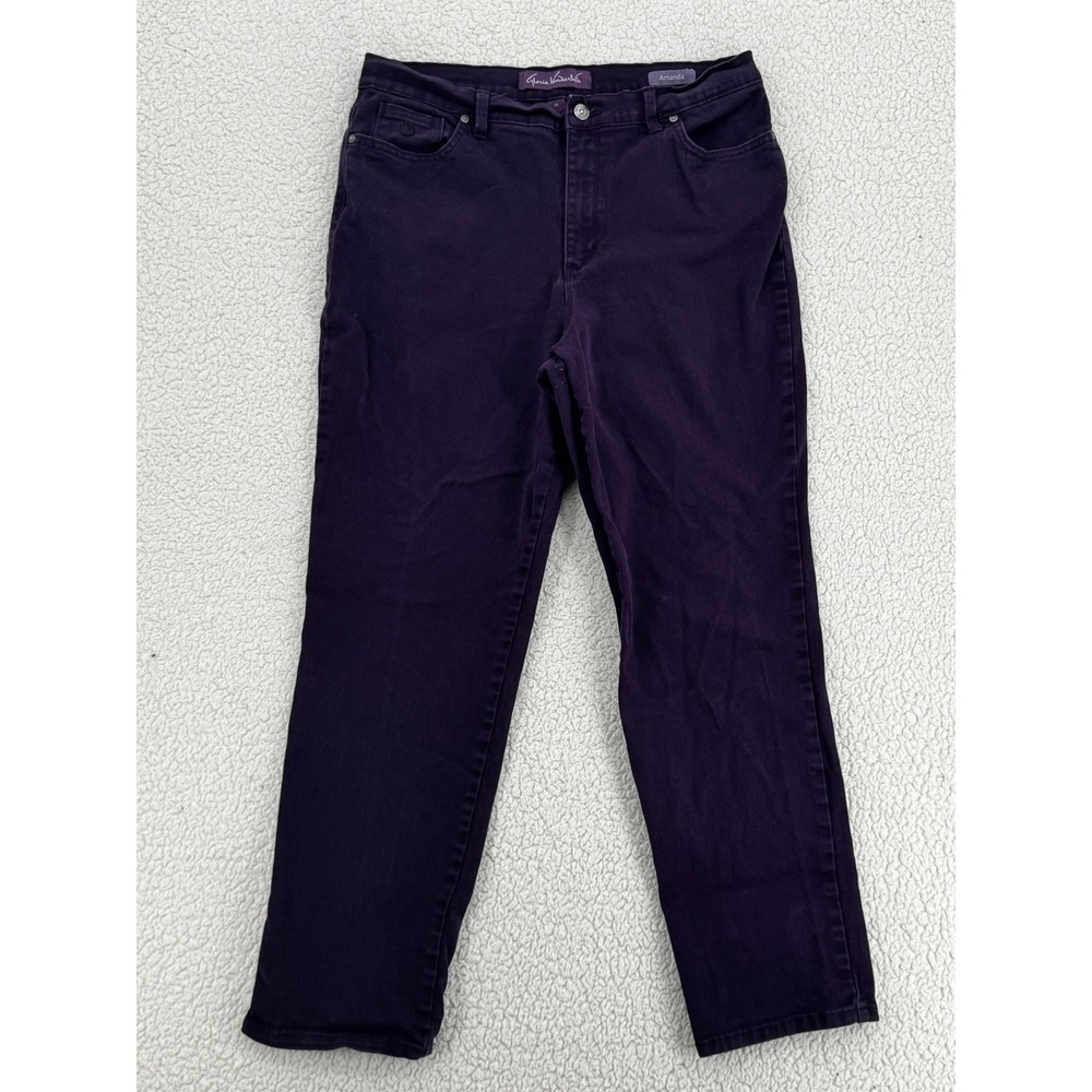 Gloria Vanderbilt Amanda High Rise Tapered Jeans Women Size 14 Purple Denim